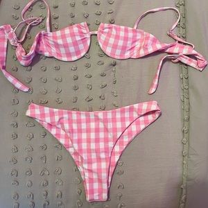 Pink Gingham Bikini- Never Worn